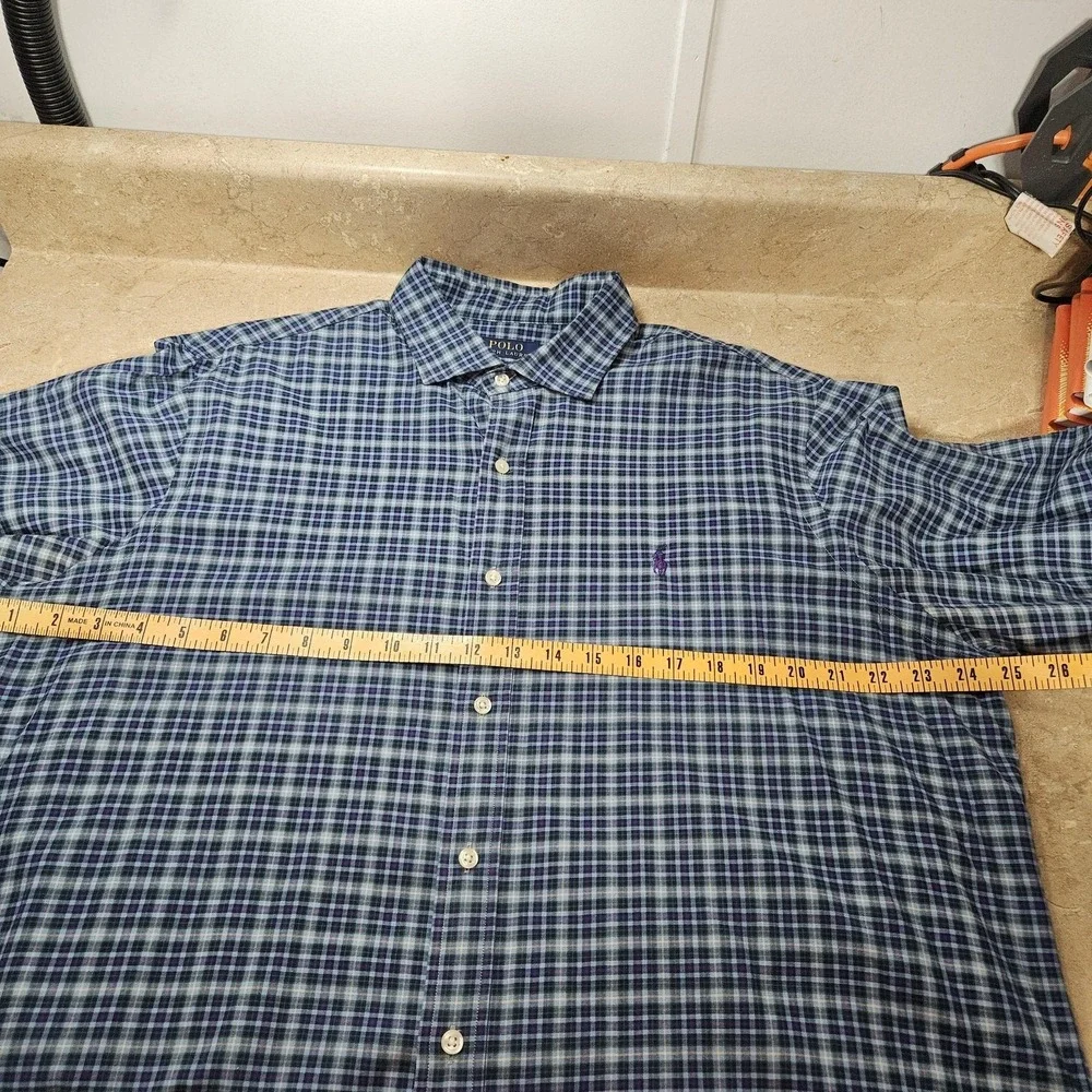 Polo Ralph Lauren Shirt Men XL Blue Plaid Classic Fit Preppy Coastal‎ Holiday